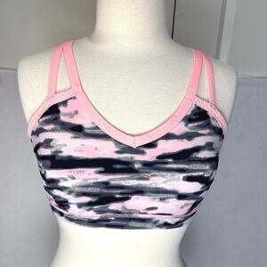 LULULEMON PINK PRINT SPORTS BRA ATHLETIC TOP CRISS CROSS BACK Size 10